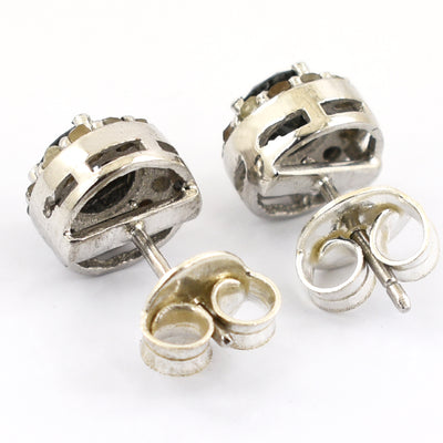0.50 Ct Each, Certified Black Diamond Designer Accents Studs - ZeeDiamonds