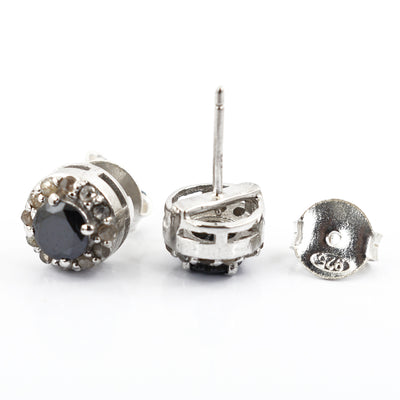 0.50 Ct Each, Certified Black Diamond Designer Accents Studs - ZeeDiamonds