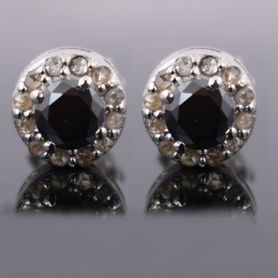 0.50 Ct Each, Certified Black Diamond Designer Accents Studs - ZeeDiamonds