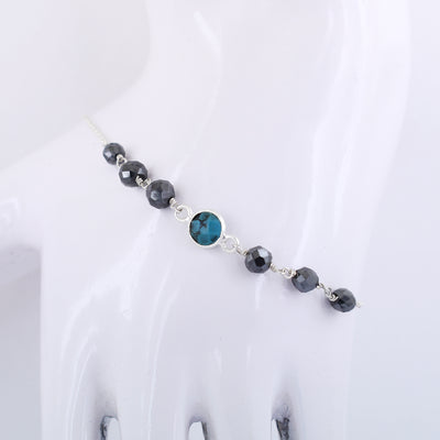 Certified Black Diamond Chain Bracelet With Turquoise Gemstone - ZeeDiamonds