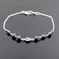 Certified Black Diamond Chain Bracelet With Turquoise Gemstone - ZeeDiamonds