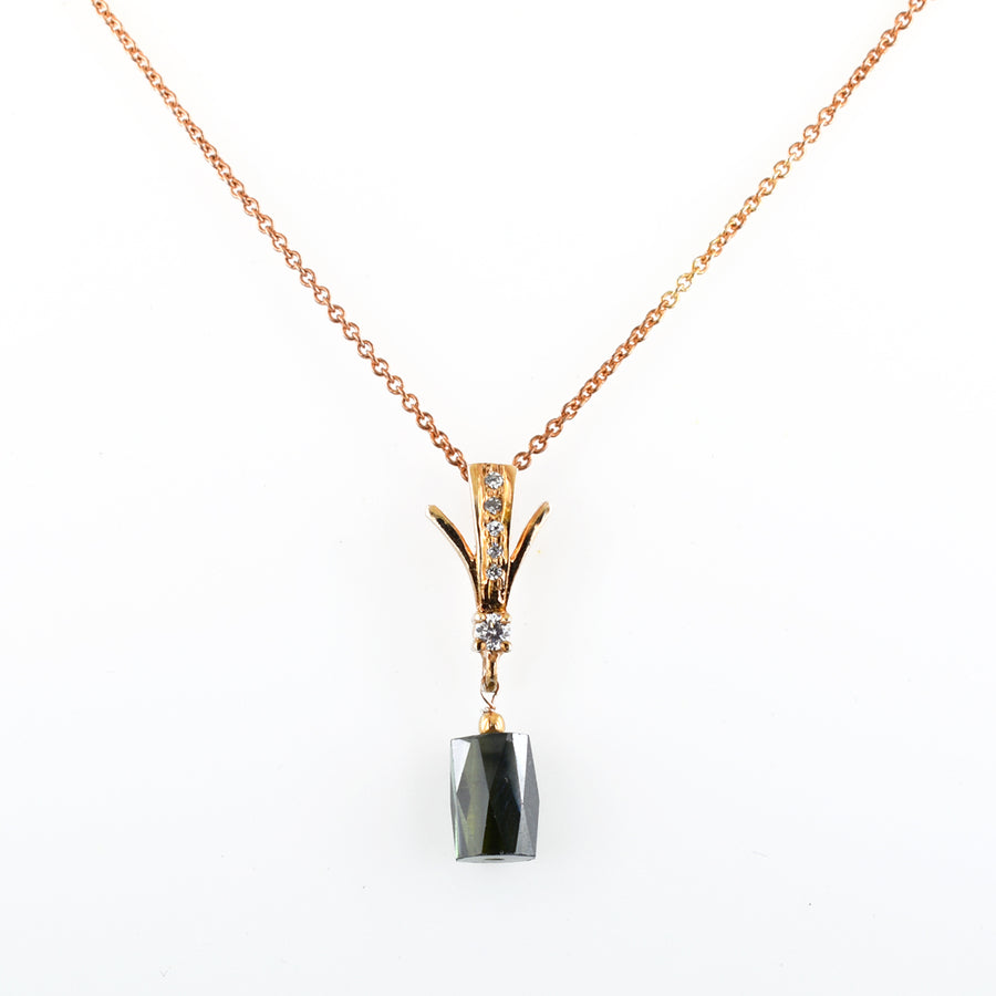 5.70 Ct, Black Diamond Beautiful Rose Gold Pendant For Gift - ZeeDiamonds