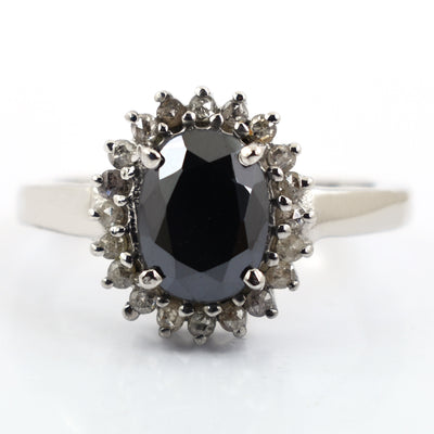 3 Ct Black Diamond Designer Ring With Diamond Accents - ZeeDiamonds