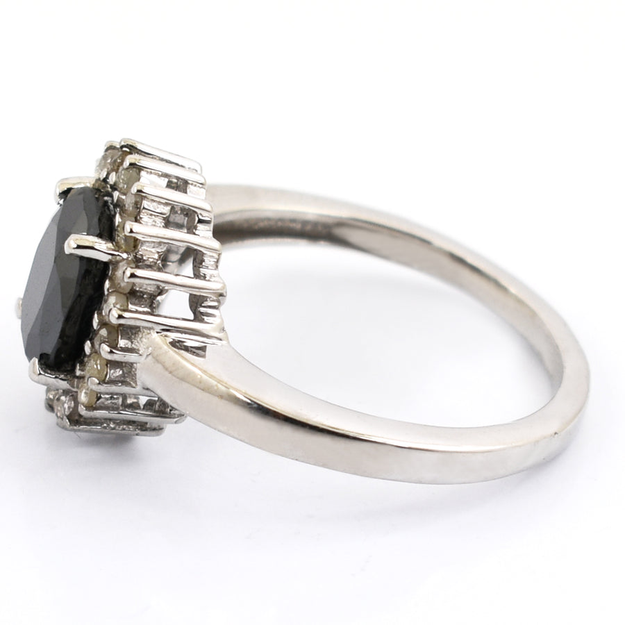 2.80 Ct Black Diamond Designer Engagement Ring in 925 Silver - ZeeDiamonds