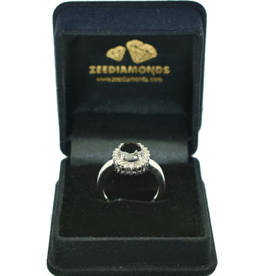 3 Ct Black Diamond Designer Ring With Diamond Accents - ZeeDiamonds