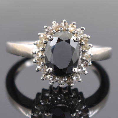 2.80 Ct Black Diamond Designer Engagement Ring in 925 Silver - ZeeDiamonds