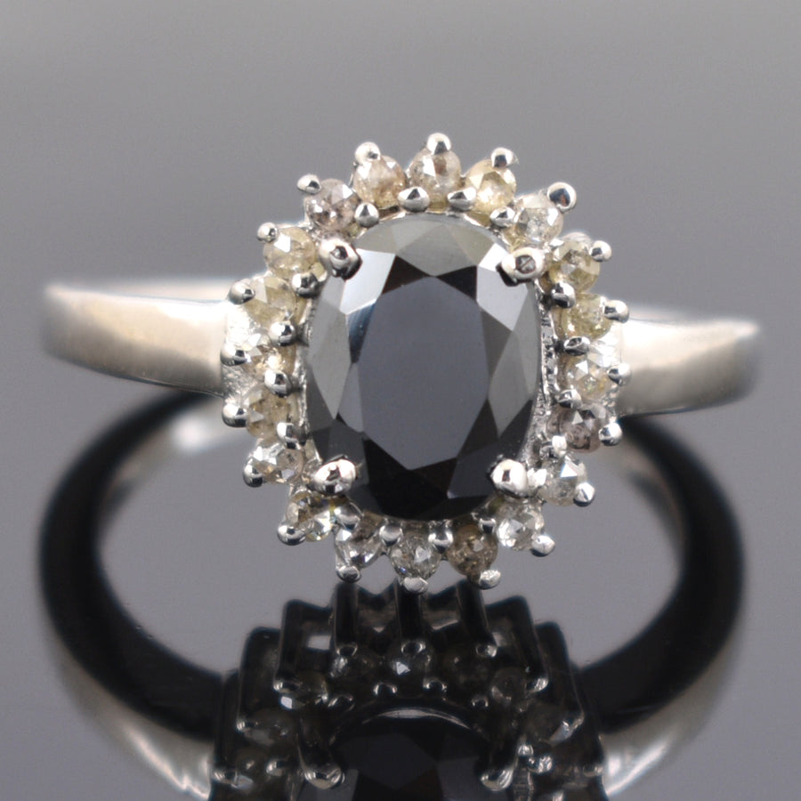 3 Ct Black Diamond Designer Ring With Diamond Accents - ZeeDiamonds