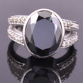 9.5 Ct Black Diamond Ring With Rose Cut Diamond Accents - ZeeDiamonds