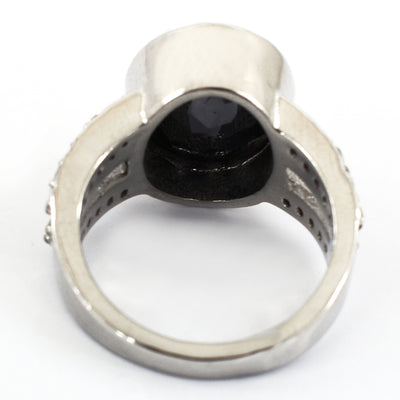 9.5 Ct Black Diamond Ring With Rose Cut Diamond Accents - ZeeDiamonds