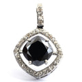 4.95 Ct Cushion Cut Black Diamond Designer Pendant with Diamond Accents - ZeeDiamonds