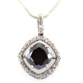 4.95 Ct Cushion Cut Black Diamond Designer Pendant with Diamond Accents - ZeeDiamonds