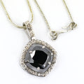 4.95 Ct Cushion Cut Black Diamond Designer Pendant with Diamond Accents - ZeeDiamonds