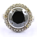 8 Ct Black Diamond Designer Ring With Diamond Accents - ZeeDiamonds