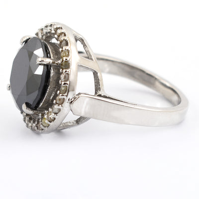 8 Ct Black Diamond Designer Ring With Diamond Accents - ZeeDiamonds