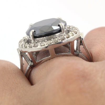 8 Ct Black Diamond Designer Ring With Diamond Accents - ZeeDiamonds