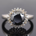 2.50 Ct Black Diamond Solitaire Designer Ring with Diamond Accents - ZeeDiamonds