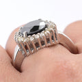 2.50 Ct Black Diamond Solitaire Designer Ring with Diamond Accents - ZeeDiamonds