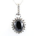 3.5 Ct Oval Faceted Black Diamond Pendant with White Diamond Accents - ZeeDiamonds