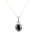 3.5 Ct Oval Faceted Black Diamond Pendant with White Diamond Accents - ZeeDiamonds