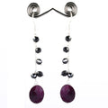 4 mm Certified Black Diamond Dangler Earrings with Ruby Gemstone - ZeeDiamonds