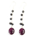 4 mm Certified Black Diamond Dangler Earrings with Ruby Gemstone - ZeeDiamonds