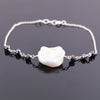 18.05 Ct Certified Black Diamond Chain Bracelet With Baroque Pearl - ZeeDiamonds
