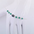 4 mm Emerald Gemstone Chain Bracelet With 6 mm Black Bead,  AAA Certified - ZeeDiamonds