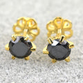 7 mm, 3 Carat Brilliant Cut Black Diamond Solitaire Studs, Great Shine - ZeeDiamonds