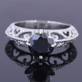 1-3 Ct Black Diamond Solitaire Designer Ring in 925 Sterling Silver - ZeeDiamonds