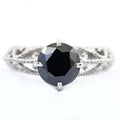 1-3 Ct Black Diamond Solitaire Designer Ring in 925 Sterling Silver - ZeeDiamonds