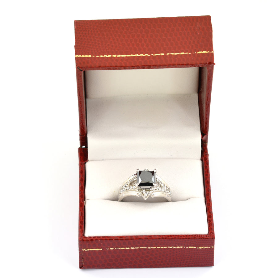 2 Ct Princess Cut Black Diamond & White Diamond Accents Wedding Ring For Women's - ZeeDiamonds