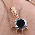 5.50 Ct Black Diamond Solitaire Sun Pendant, 100% Certified - ZeeDiamonds