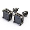 5.60 Ct Princess Cut Black Diamond Solitaire Studs in Prong Setting - ZeeDiamonds