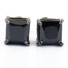 3 Ct Certified Princess Cut Black Diamond Solitaire Studs in Prong Setting, Great Shine & Luster