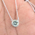 3.05 Ct Certified Off-White Tinge of Blue Diamond Solitaire Pendant - ZeeDiamonds