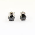 2.00 Ct Certified Rose Cut Black Diamond Studs In 18K White Gold - Great Gift! - ZeeDiamonds