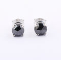 2.00 Ct Certified Rose Cut Black Diamond Studs In 18K White Gold - Great Gift! - ZeeDiamonds