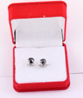 2.00 Ct Certified Rose Cut Black Diamond Studs In 18K White Gold - Great Gift! - ZeeDiamonds