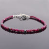 4 mm Ruby Gemstone Bracelet with Black Diamond Beads, Very Elegant - ZeeDiamonds