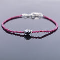 4 mm Ruby Gemstone Bracelet with 7 mm Black Diamond Bead, Certified - ZeeDiamonds