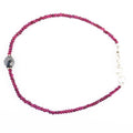 4 mm Ruby Gemstone Bracelet with 7 mm Black Diamond Bead, Certified - ZeeDiamonds