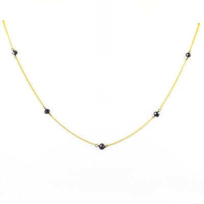 100% Certified 5mm Round Black Diamond Chain Necklace, Excellent Luster - ZeeDiamonds