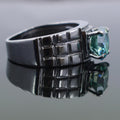 2.50 Ct Blue Diamond Solitaire Men's Band Ring In Black Gold - ZeeDiamonds