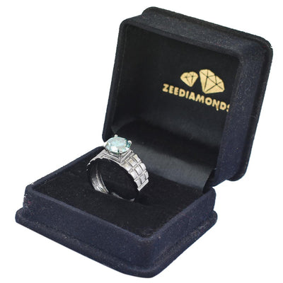 2.50 Ct Blue Diamond Solitaire Men's Band Ring In Black Gold - ZeeDiamonds