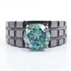 2.50 Ct Blue Diamond Solitaire Men's Band Ring In Black Gold - ZeeDiamonds