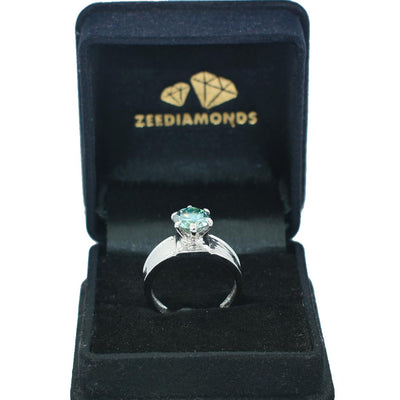 1.95 Ct AAA Certified Blue Diamond Solitaire Ring, Latest Collection - ZeeDiamonds