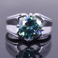 3.90 Ct Certified Blue Diamond Solitaire Heavy Ring in Prong Setting - ZeeDiamonds