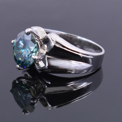 3.90 Ct Certified Blue Diamond Solitaire Heavy Ring in Prong Setting - ZeeDiamonds