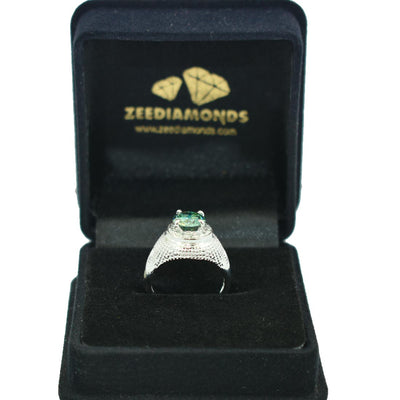 Certified Blue Diamond Ring with Diamond Accents. 3 Ct. Great Brilliance! - ZeeDiamonds