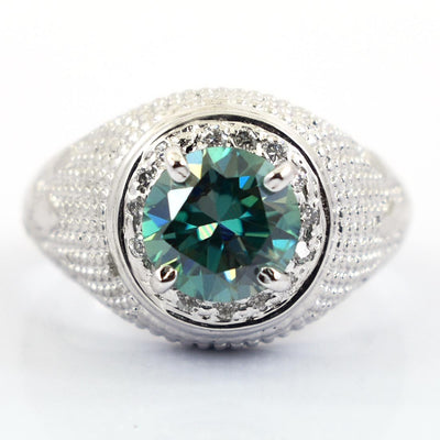 Certified Blue Diamond Ring with Diamond Accents. 3 Ct. Great Brilliance! - ZeeDiamonds